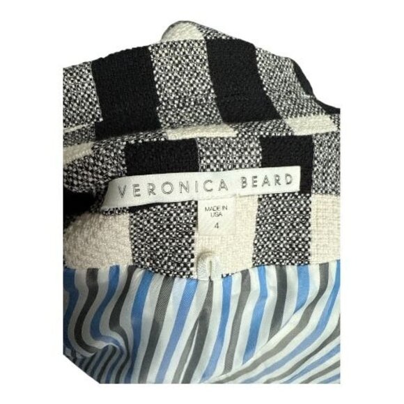 VERONICA BEARD Miller Dickey Plaid Jacket Blazer Size 4 Black White Linen Check - Picture 12 of 12